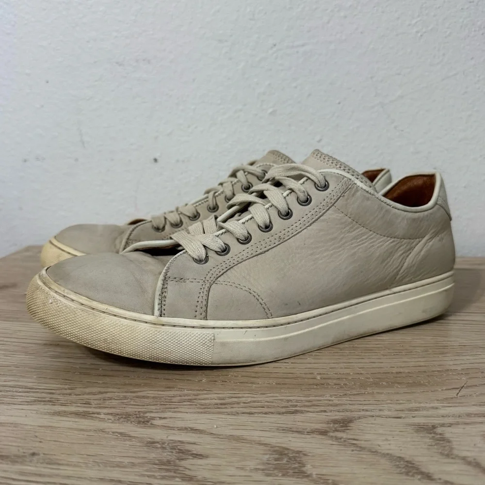Frye Griege‎ Beige Leather Lace Up Sneakers Mens Size 11.5 Style 07004